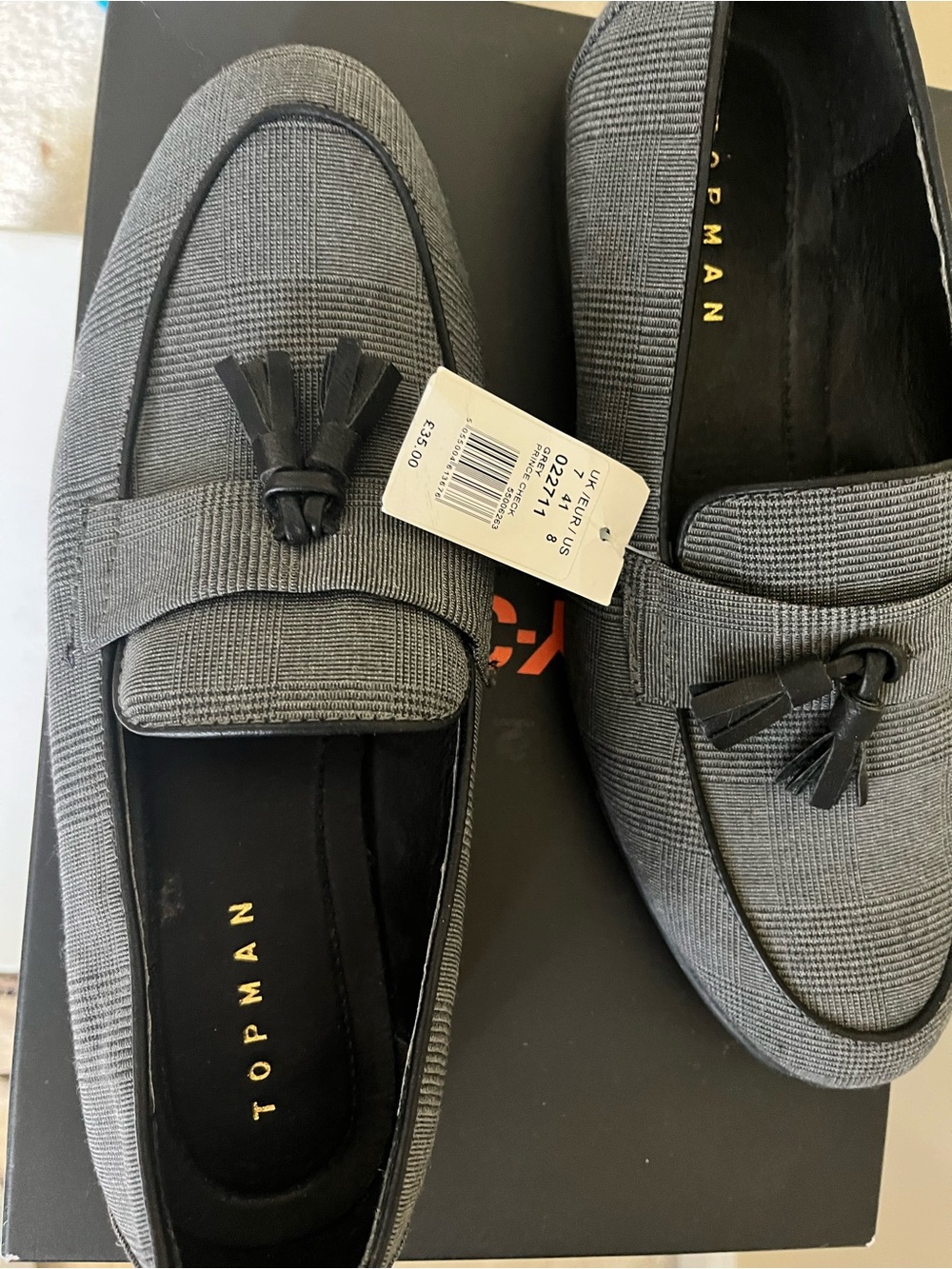 Topman Gray Textured Tassel Slip-On Loafers